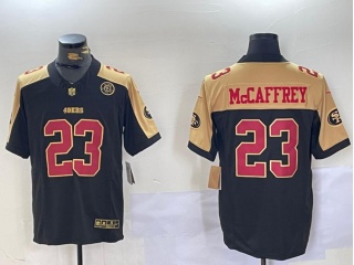 San Francisco 49ers #23 Christian Mccaffrey with Gold Shoulders F.U.S.E Limited Jersey Black