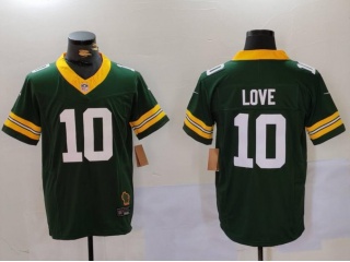 Green Bay Packers #10 Jordan Love Throwback with Home Patch F.U.S.E Limited Jersey Green