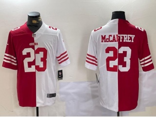 San Francisco 49ers #23 Christian Mccaffrey Split Limited Jersey White/Red