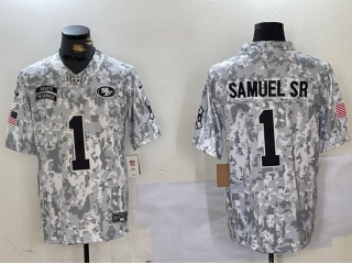 San Francisco 49ers #1 Deebo Samuel Sr. 2024 Salute to Service Limited Jersey Arctic Camo