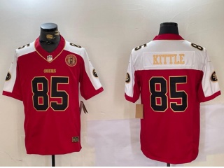 San Francisco 49ers #85 George Kittle with White Shoulders Jersey Red