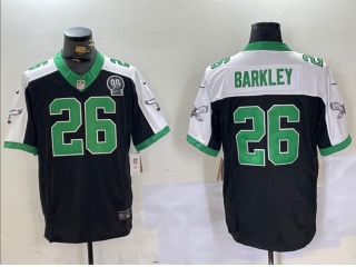 Philadelphia Eagles #26 Saquon Barkley with White Shoulders Limited Jersey Black