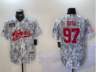 San Francisco 49ers #97 Nick Bosa Salute to Service Baseball Jersey Arctic Camo