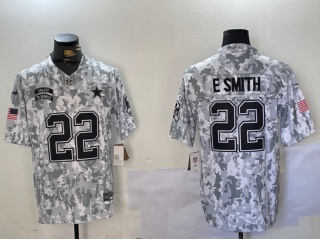 Dallas Cowboys #22 E.Smith  2024 Salute to Service Limited Jersey Arctic Camo