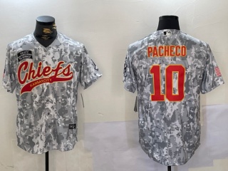 Kansas City Chiefs #10 Isiah Pacheco Salute to Service Baseball Jersey Arctic Camo