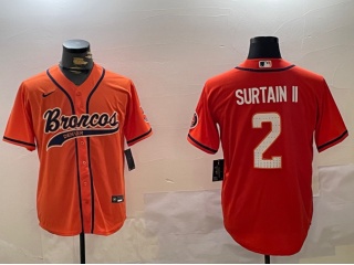 Denver Broncos #2 Pat Surtain Baseball Jersey Orange