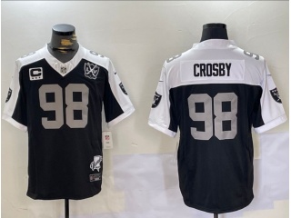 Las Vegas Raiders #98 Maxx Crosby with White Shoulders C Patch Limited Jersey Black