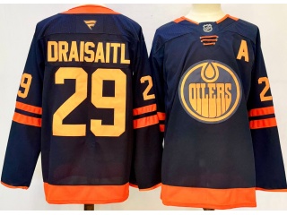 Fanatics Edmonton Oilers #29 Leon Draisaitl with Orange Jersey Navy Blue