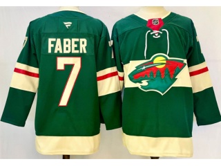 Fanatics Minnesota Wild #7 Brock Faber Jersey Green