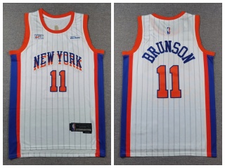 New York Knicks #11 Jalen Brunson 2024-25 City Jersey White Pinstripes