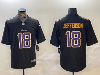 Minnesota Vikings #18 Justin Jefferson with Purple Number Fashion Limited Jersey Black