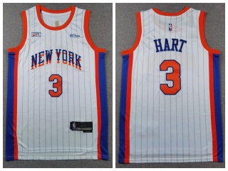 New York Knicks #3 Josh Hart 2024-25 City Jersey White Pinstripes