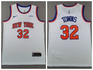 New York Knicks #32 Karl-Anthony Towns Jersey White 