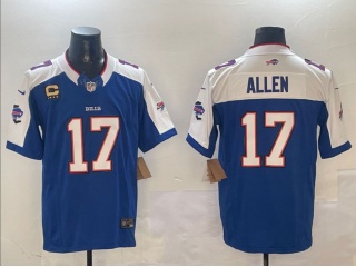 Buffalo Bills #17 Josh Allen with White Shoulders Limited Jersey Blue